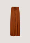 Linen Blend Wrap Wide-Leg Trousers, Rust, large