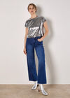 Sequin Crop T-Shirt, Dark Grey - Charcoal, large
