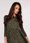 Painterly Dot Midi Dress, Khaki, large