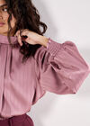 Satin Self-Stripe Tie Back Top, Purple, large