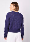 Pointelle Knitted Cardigan, Navy, large