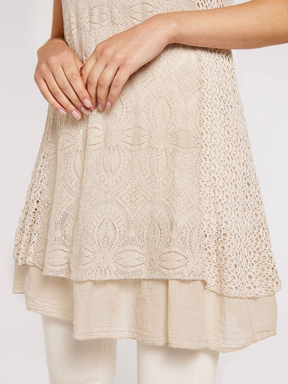 Vintage Floral Lace  Dress, Stone, large