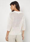 Open Stitch Knitted Top, White, large