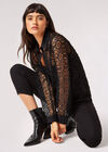 Geometric Guipure Lace Shirt, Black, large