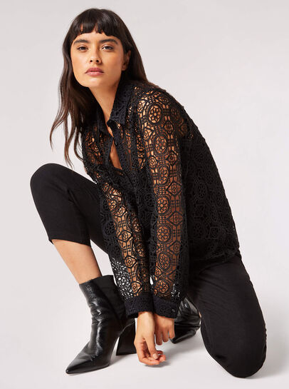 Geometric Guipure Lace Shirt
