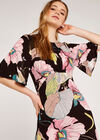 Abstract Floral Maxi Dress, Black, large