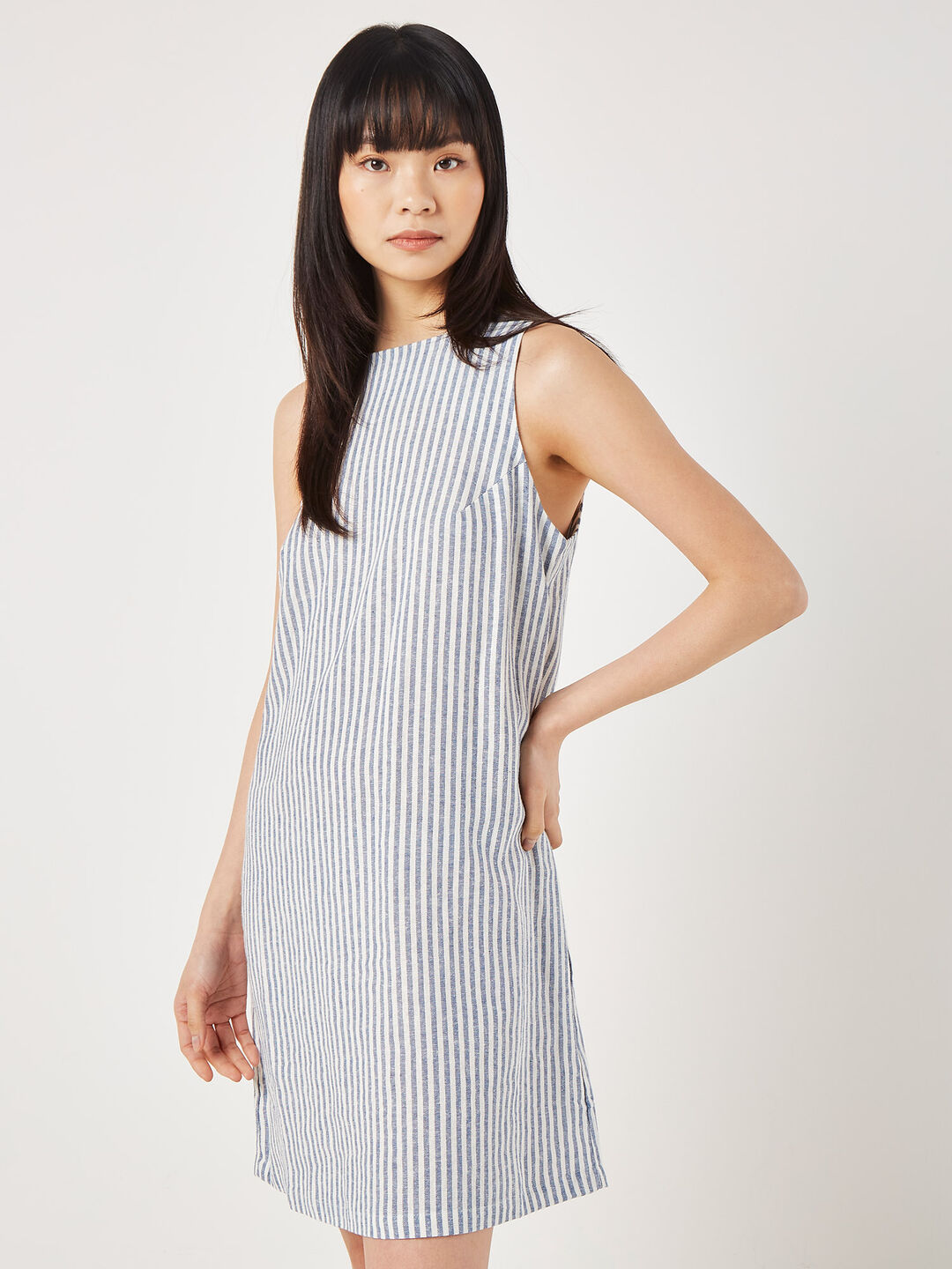Image of Oxford Stripe Shift Mini Dress