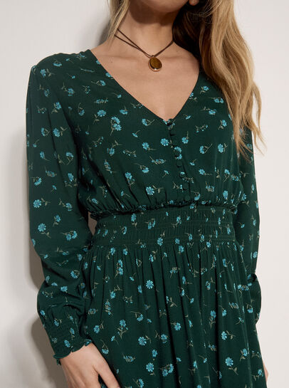Vintage Floral Crepe Mini Dress