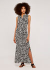 Leaf Silhouette Shirt Dress, Black, large