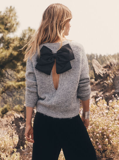 Bow Back Shimmer Fluffy Jumper