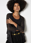 Mesh Popcorn Knit Shrug, Dark Grey - Charcoal, large