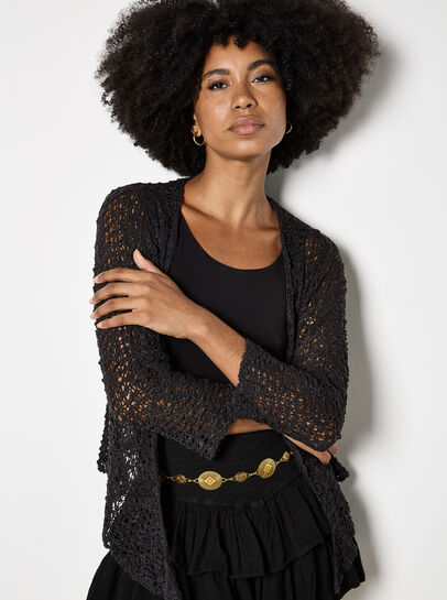Mesh Popcorn Knit Shrug