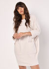 Ribbed Knit Cocoon Mini Dress, Stone, large