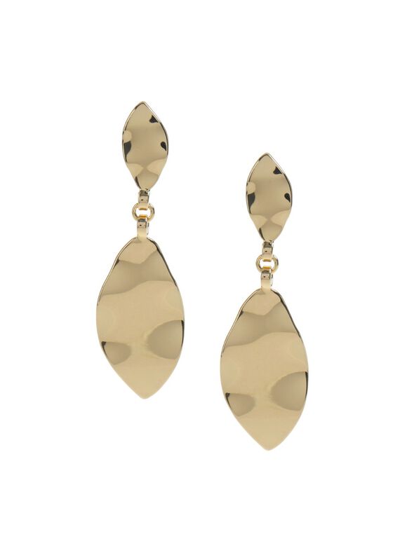 Organic Metal 2 Drop Earrings, Gold, large