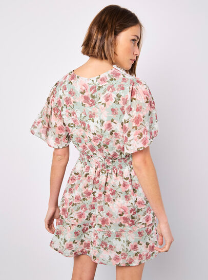 Watercolour Floral Chiffon Mini Dress