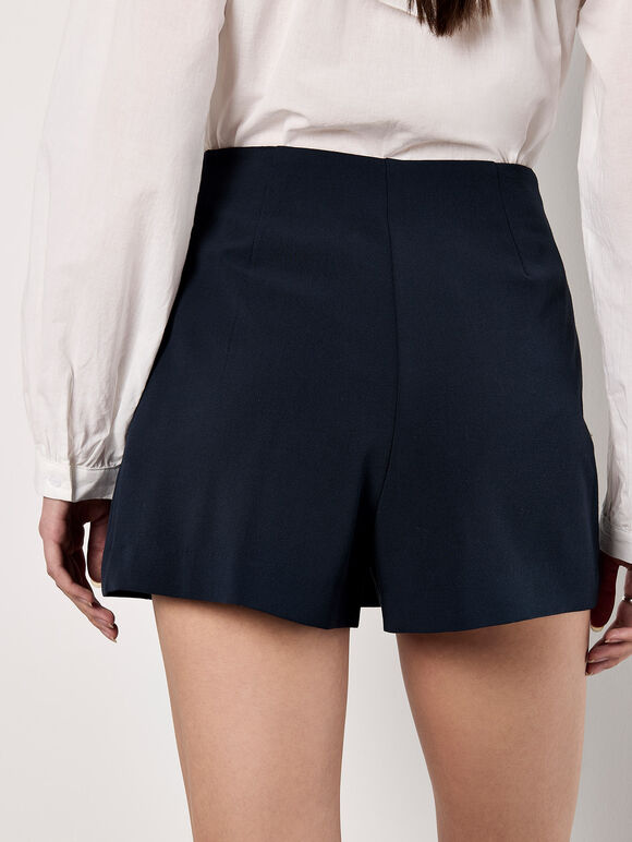Wrap Pleated Mini Skort, Navy, large
