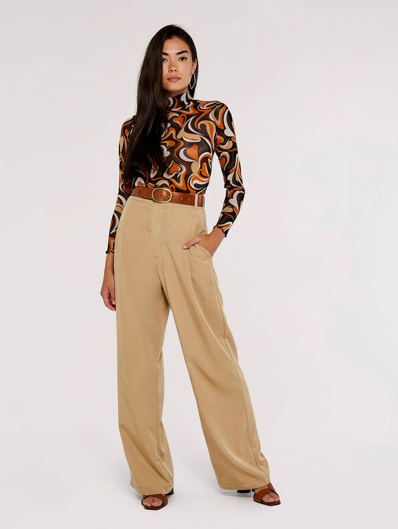 Swirl Funnel Neck Top, Rust, large