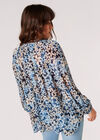 Floral Silhouette Chiffon Blouse, Navy, large