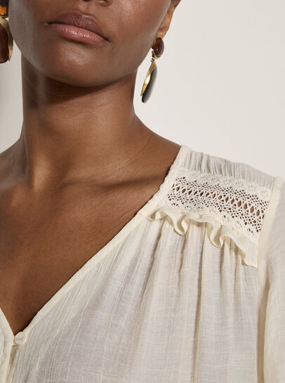 Crochet Insert Shimmer Blouse
