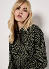 Linen Mix Leaf Print Shirt, Khaki, large