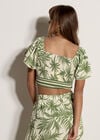 Palm Print Crop Top, Cream, large