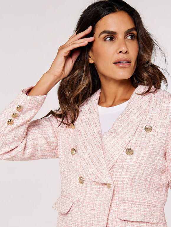 Tweed Blazer-Shorts-Pink, , large