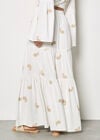 Paisley Embroidered Tiered Maxi Skirt, Cream, large
