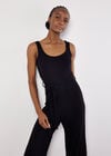 Sleeveless Ribbed Jersey Jumpsuit, Black, large