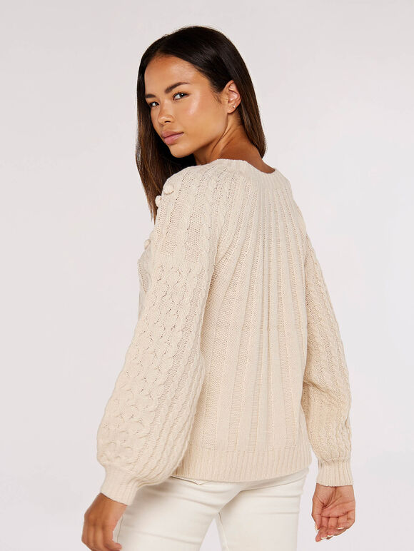 Aran Knit Pom Pom Jumper | Apricot Clothing