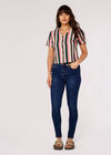 Vertical Striped Buttoned Top, Pink, large