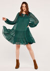 Crinkle Tiered Chiffon Dress, Green, large