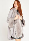 Faux Fur Edge And Cuff Cape, Grey, large