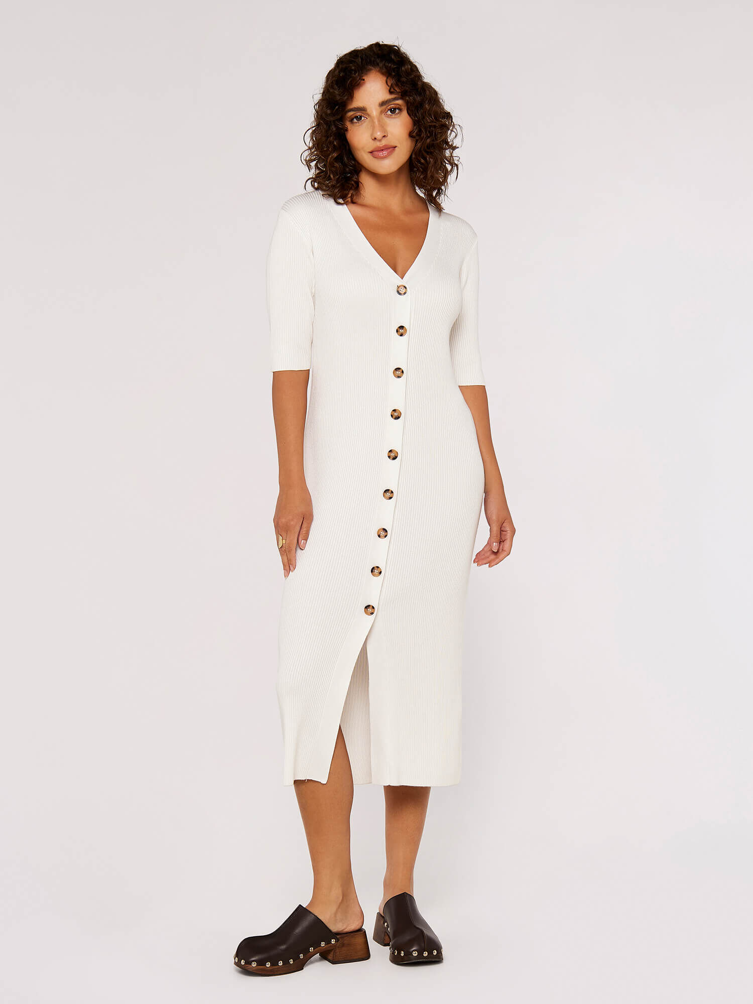 Button front dress sales white