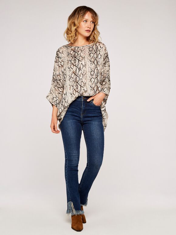 Snake Batwing Top, Stone, large