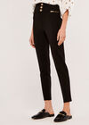 Ponte Button Trousers, Black, large