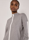 Mock Neck Mono Stripe Jumper, Grey, large