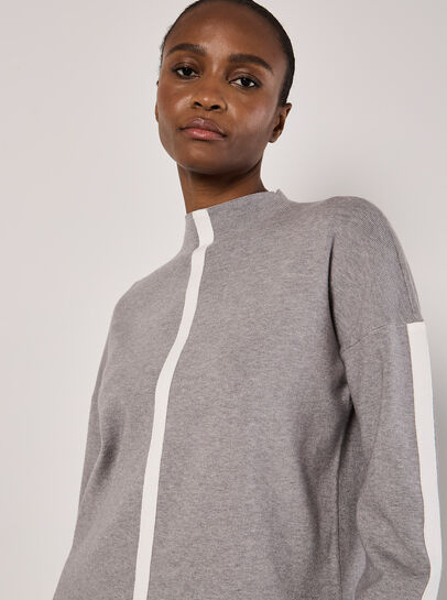 Mock Neck Mono Stripe Jumper