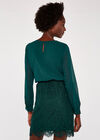 Chiffon Top and Lace Skirt Dress, Green, large