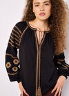 Aztec Embroidered Blouse, Black, large
