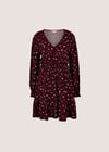 Vintage Floral Crepe Mini Dress, Burgundy, large