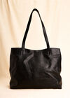 Leather Tote Bag, Black, large