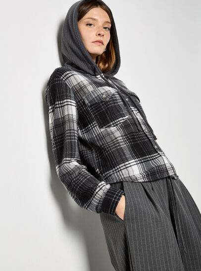 Textured Hooded Check Shirt
