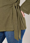 Curve Waffle Knit Wrap Top, Khaki, large