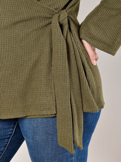 Curve Waffle Knit Wrap Top