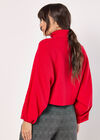 Ribbed Roll Neck Batwing Jumper, Red, large