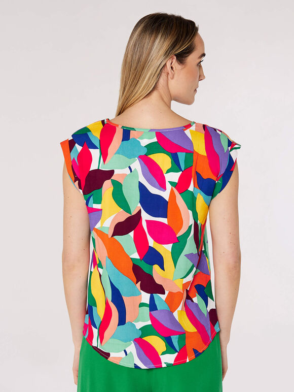 Colour Block Leaf Top, Red, large