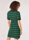 Knitted Argyle Mini Dress, Green, large