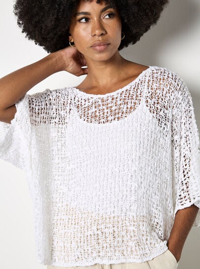 Mesh Popcorn Knit Kaftan Top