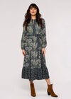 Paisley Mix-Match Midi Dress, Green, large