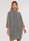 Boucle Jersey Cocoon Mini Dress, Black, large